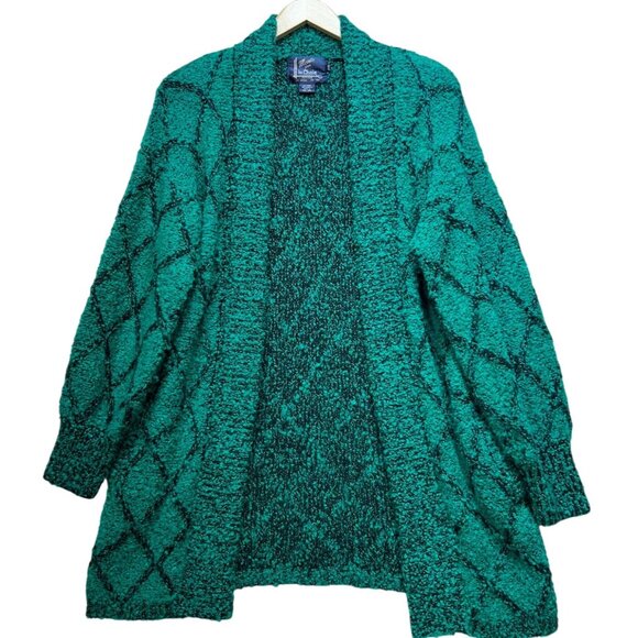 Vintage Monto Par Le Chois Womens Cardigan Sweater Size P/M Teal Black - Picture 1 of 11